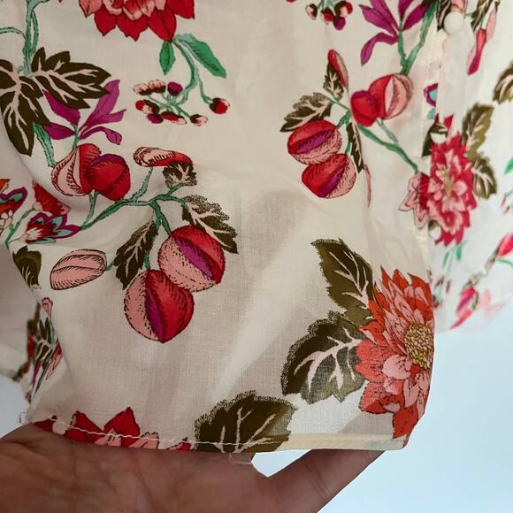 Rose & Olive Floral Womens Top 1X Smocking Cottagecore Y2K Soft Girl Button Up - Picture 6 of 14